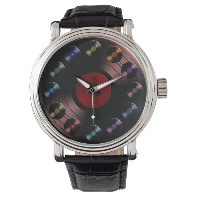 70s Retro vinyl Record Horloge (Voorkant)