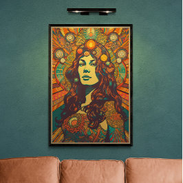 70s Retro Woman Portret AI Art | Psychedelic Poster