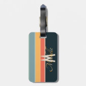 70s retrokleurrijke Stripes initiaal naam & monogr Bagagelabel (Achterkant verticaal)