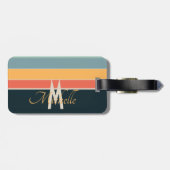 70s retrokleurrijke Stripes initiaal naam & monogr Bagagelabel (Achterkant horizontaal)