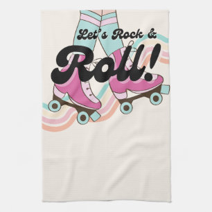 70s Rock and ROLL Roller Schaatsen Decor Retro Kam Theedoek