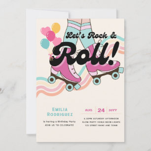 70s Rock en Roll Schaatsen Party Retro Meisjes Kaart