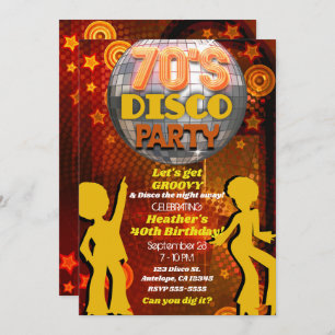70's Seventies Oranje Disco Dance Verjaardagsfeest Kaart