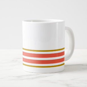 70s Sinaasappel Bottom Edge Racing Stripes op Wit Extra Grote Beker