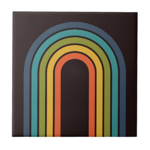 70s Sinaasappel Bruin Blauwgroen Patroon Custom Ke Tegeltje