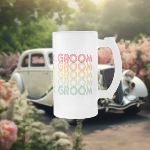 70s stijl gelaagde tekst jaar om de bruidegom te o matglas bierpul