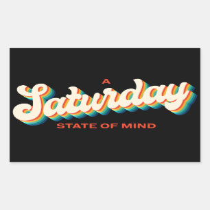 70s Stijl Zaterdag State of Mind Retro Logo Rechthoekige Sticker