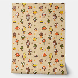 70s Style Retro Mushrooms Behang
