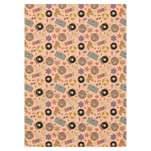 70s Style Tablecloth Groovy Pastel Dining Look Tafelkleed (Voorkant)