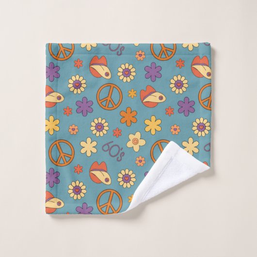 70s Style Towel Retro Boho Eclectic Bath Art (Gant de toilette)