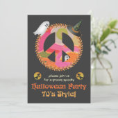 70's Theme Halloween Party Invitation Kaart (Staand voorkant)