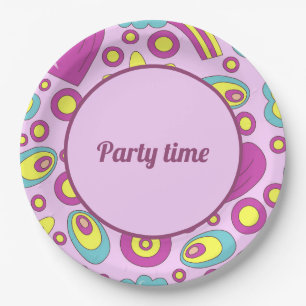 70's Vibes Paarse Kleur Zomer Patroon Papieren Bordje