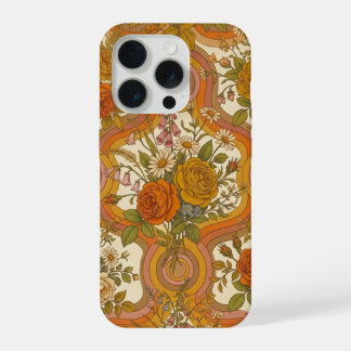 70s Vintage Retro Bloemmotief | Warme Aardse Botan iPhone 15 Pro Hoesje