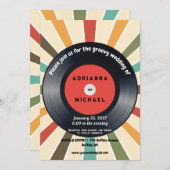 70s Vinyl Record Nostalgie Bruiloft uitnodiging (Voorkant / Achterkant)