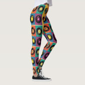 70s Vinyl Record Patroon Retro Leggings (Rechts)