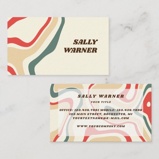 70s  zwendel retro visitekaartje (Voorkant / Achterkant)