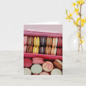 70ste Franse verjaardag Macaron-Joyeux Anniversair Kaart (Gele Bloem)
