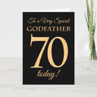 70ste Gouden Effect op Zwart, voor Godfather Birth Kaart