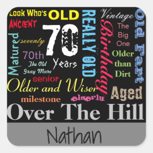 70ste Happy Birthday in een graffiti-stijl Vierkante Sticker