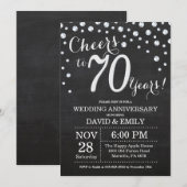 70ste huwelijksjubileum krijtbord zwart zilver kaart (Voorkant / Achterkant)