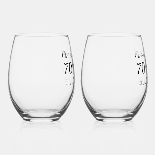 70ste platina bruiloft Jubileum handtekening Wijnglas Zonder Voet (Rechts)