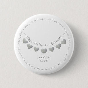 70ste platina bruiloft Jubileum Ronde Button 5,7 Cm