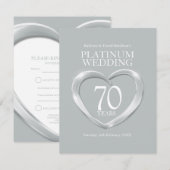 70ste trouwdag jubileum hart antwoordkaart RSVP kaartje (Voorkant / Achterkant)