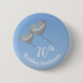 70ste trouwdag met platina hartballonnen ronde button 5,7 cm (Voorkant)