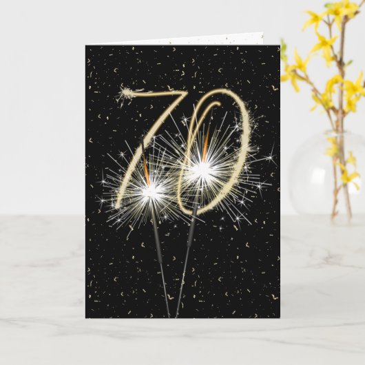 70ste trouwdag-sparklers kaart (Gele Bloem)