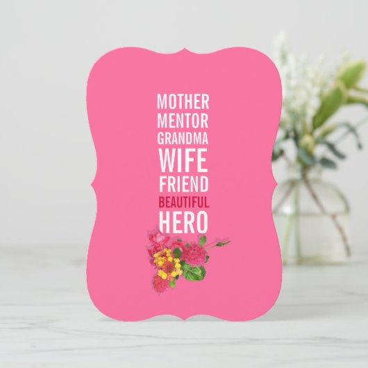 70ste uitnodiging van de Birthday Party - Mam is e (Staand voorkant)