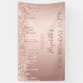 70ste verjaardag blush roos Gold Drips Naam Spandoek (Verticaal)