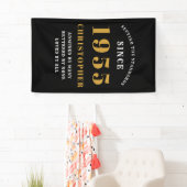 70ste verjaardag Geboren 1955 Naam toevoegen Zwart Spandoek (Insitu)