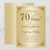 70ste verjaardag - Gouden Damask Kaart (Voorkant / Achterkant)