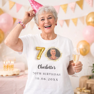 70ste verjaardag gouden foto t-shirt