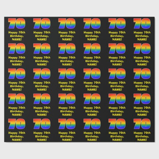 70ste verjaardag: Leuke, kleurrijke regenboog geïn Cadeaupapier (Zoom)