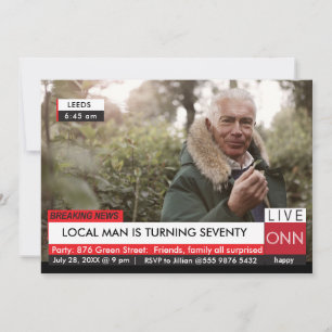 70ste verjaardag Mannen 🎉 Grappig TV Nieuws Fake  Kaart
