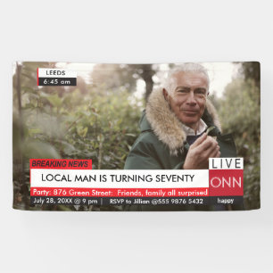 70ste verjaardag Mannen 🎉 Grappig TV Nieuws Fake Spandoek