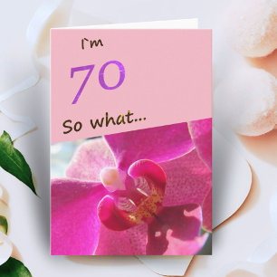 70ste verjaardag met roze orchidee grappig kaart