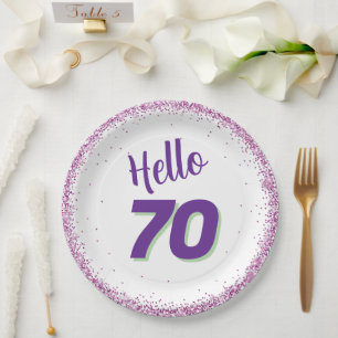 70ste verjaardag of leeftijd papieren bordje