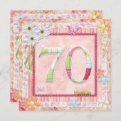 70ste verjaardag scrapbooking stijl kaart (Voorkant / Achterkant)