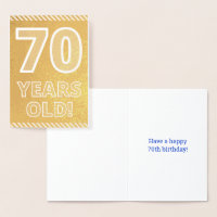 70ste verjaardag: Vet "70 JAAR OUD!" Goudfolie Kaa