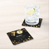 70ste verjaardag zwart gouden sterren foto vierkante kartonnen onderzetter (Insitu)