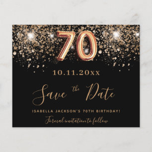 70ste verjaardag zwarte glitters budget save the d flyer