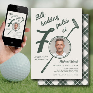 70ste Verjaardagsfeest Foto Moderne Golf Putter Gr Kaart