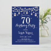 70ste verjaardagsfeestje - Navy Blue Kaart (Staand voorkant)