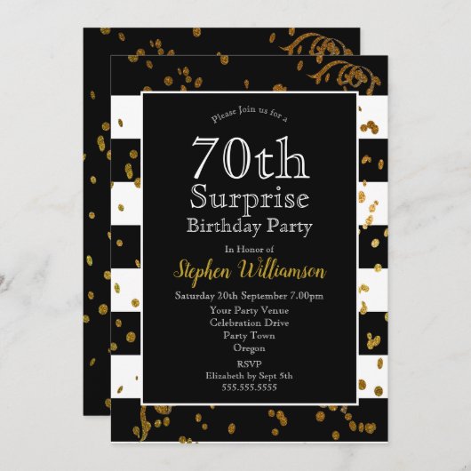 70ste verjaardagsfeestje verrassingsfeestje Zwart  Kaart (Voorkant / Achterkant)