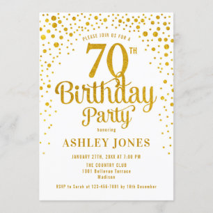 70ste verjaardagsfeestje - Wit & Goud Kaart