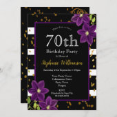70ste verjaardagsfeestje| Zwart en goud glinsteren Kaart (Voorkant / Achterkant)