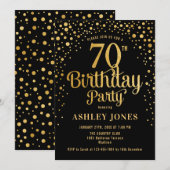 70ste verjaardagsfeestje - Zwart & Goud Kaart (Voorkant / Achterkant)