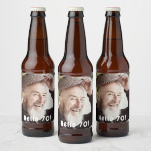 70ste verjaardagsfoto hallo 70 jongens mannen bier etiket